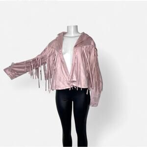Coastal Cowgirl Jacket Pink Western Fringe Country Glam Women's Rodeo Suede Like